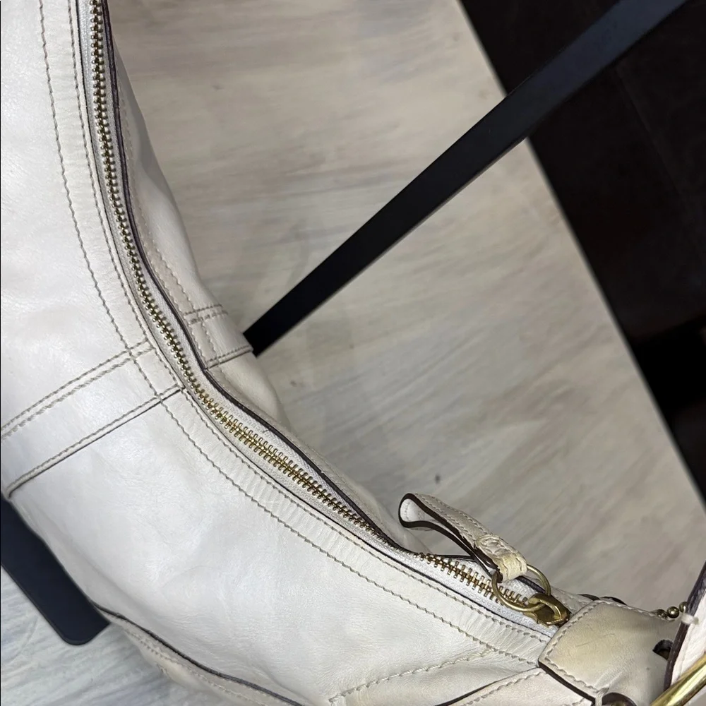 Vintage Coach Dylan SoHo Off-White Leather Braided Strap Hobo Bag